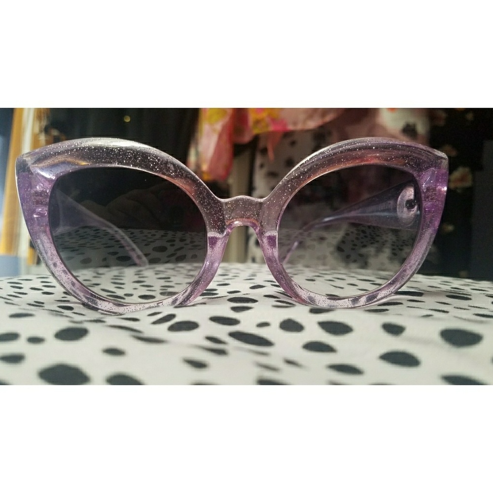 Sparkly lilac cat eye sunnies by Crap eyewear